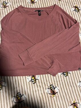 Mauve Ribbed Long Sleeve Crop Top